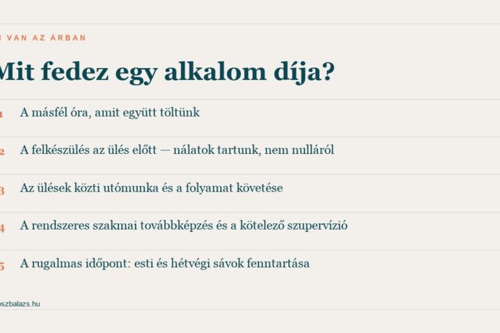 Öt tétel arról, mit fedez egy párterápiás alkalom díja