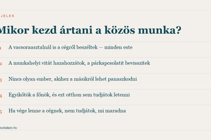 Öt jel arról, mikor kezd ártani a közös munka egy párnak