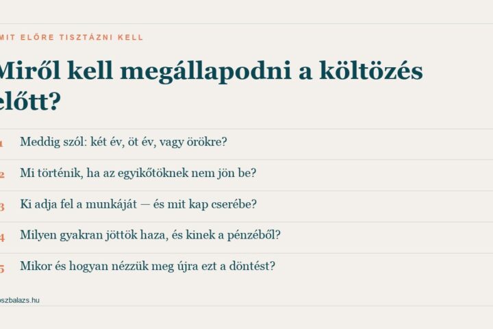 Öt kérdés, amiről a költözés előtt meg kell állapodni