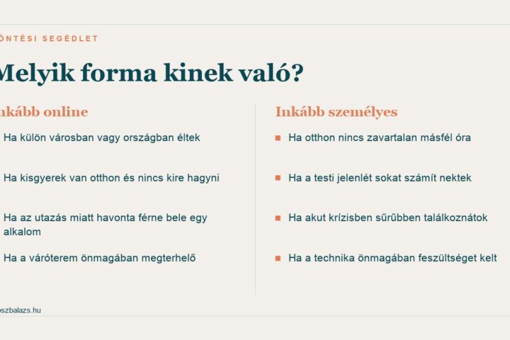 Döntési segédlet: mikor való inkább az online és mikor a személyes párterápia