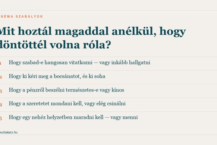 Öt néma szabály, amit a szülők kapcsolatából hozunk magunkkal