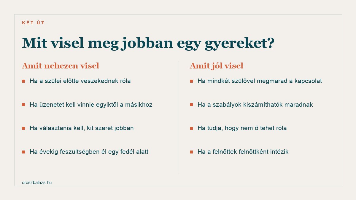 Mit visel meg egy gyereket: nehezen viseli ha előtte veszekednek róla vagy üzenetet kell vinnie, jól viseli ha mindkét szülővel megmarad a kapcsolat és a szabályok kiszámíthatók maradnak
