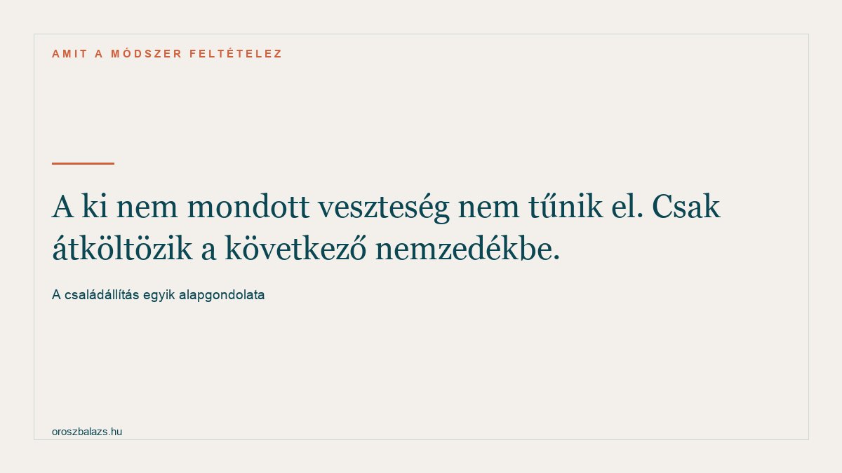 Idézet: A ki nem mondott veszteség nem tűnik el, csak átköltözik a következő nemzedékbe — a családállítás egyik alapgondolata